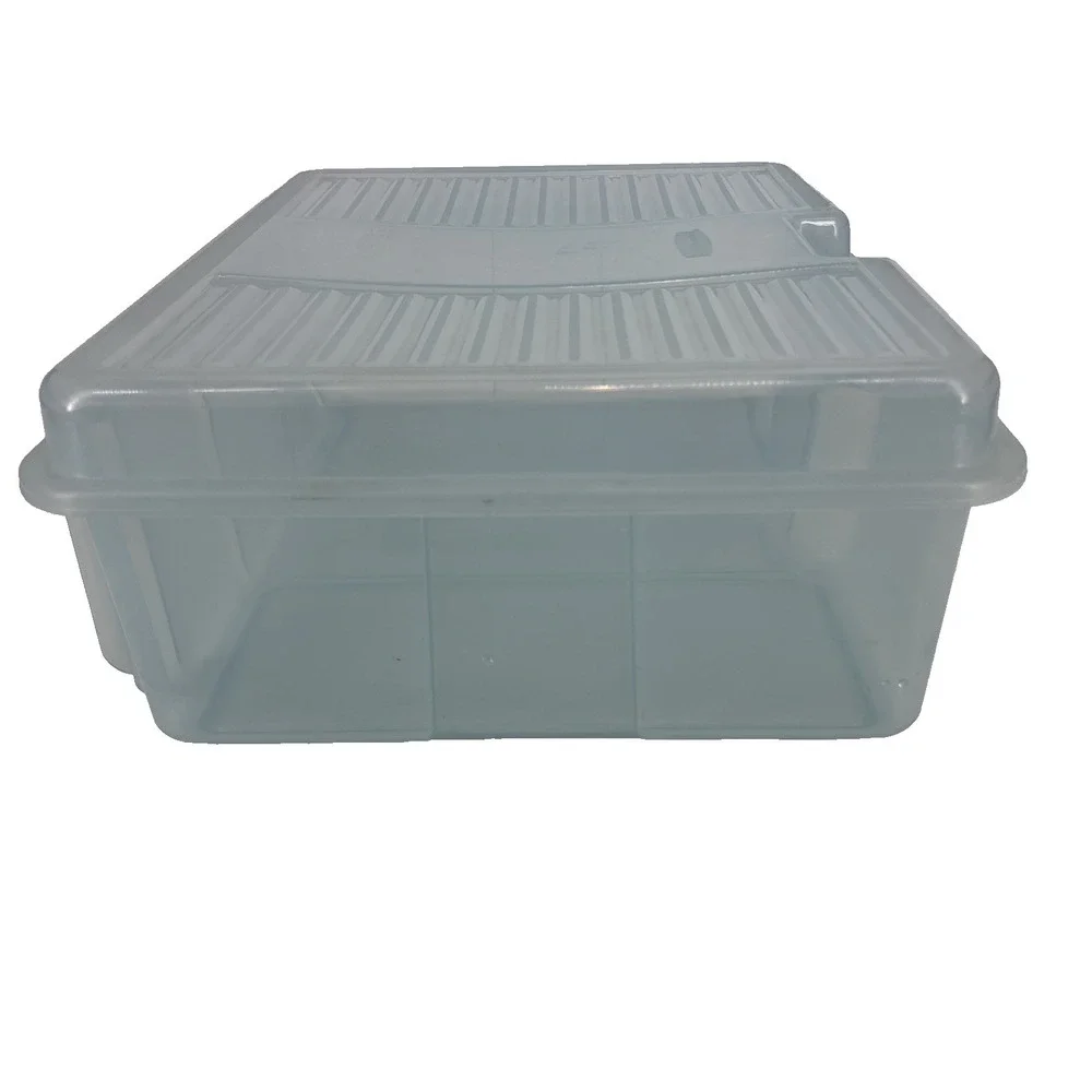 Rubbermaid Keeper Clear Blue Plastic Snap Case Hinged Storage Container 2283